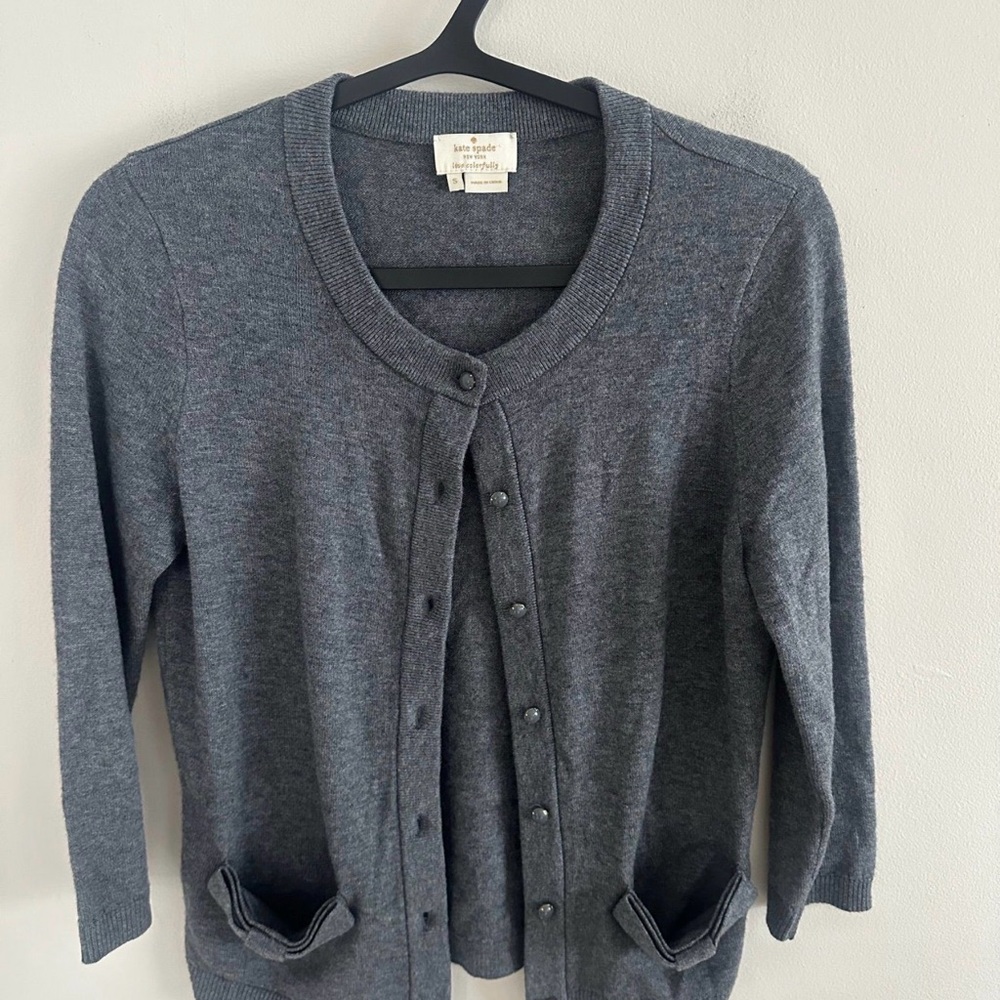 Kate Spade Gray Button-Down Cardigan